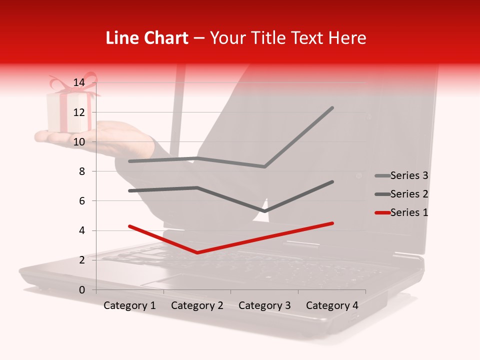 A Person Holding A Present In Front Of A Laptop PowerPoint Template