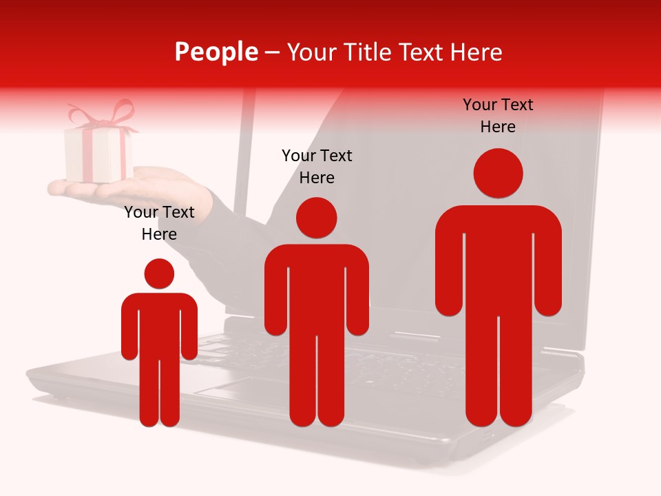 A Person Holding A Present In Front Of A Laptop PowerPoint Template