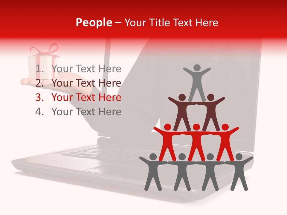 A Person Holding A Present In Front Of A Laptop PowerPoint Template