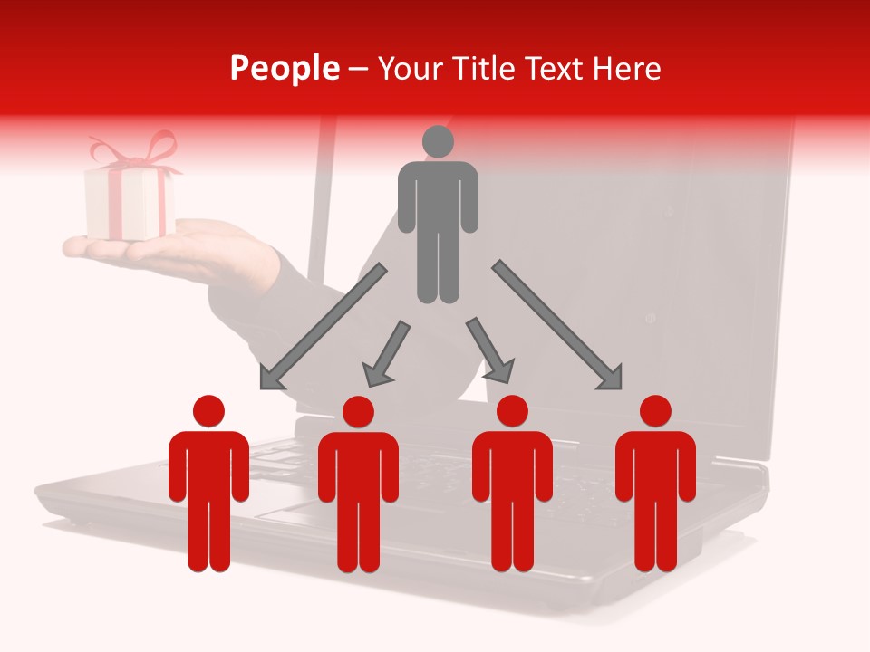 A Person Holding A Present In Front Of A Laptop PowerPoint Template