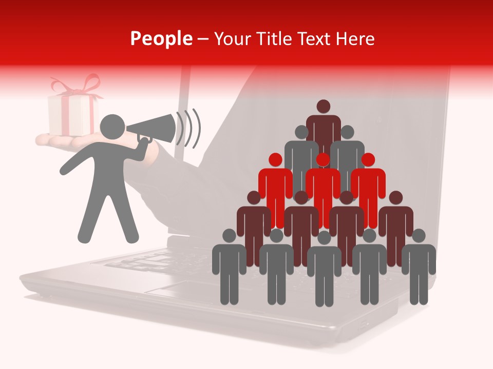 A Person Holding A Present In Front Of A Laptop PowerPoint Template