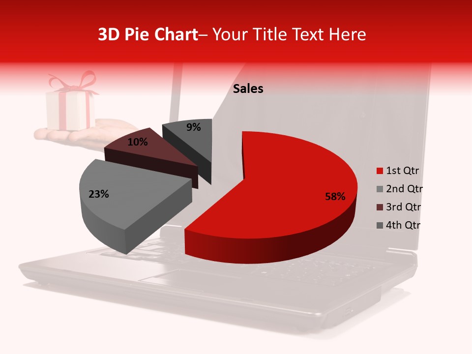 A Person Holding A Present In Front Of A Laptop PowerPoint Template
