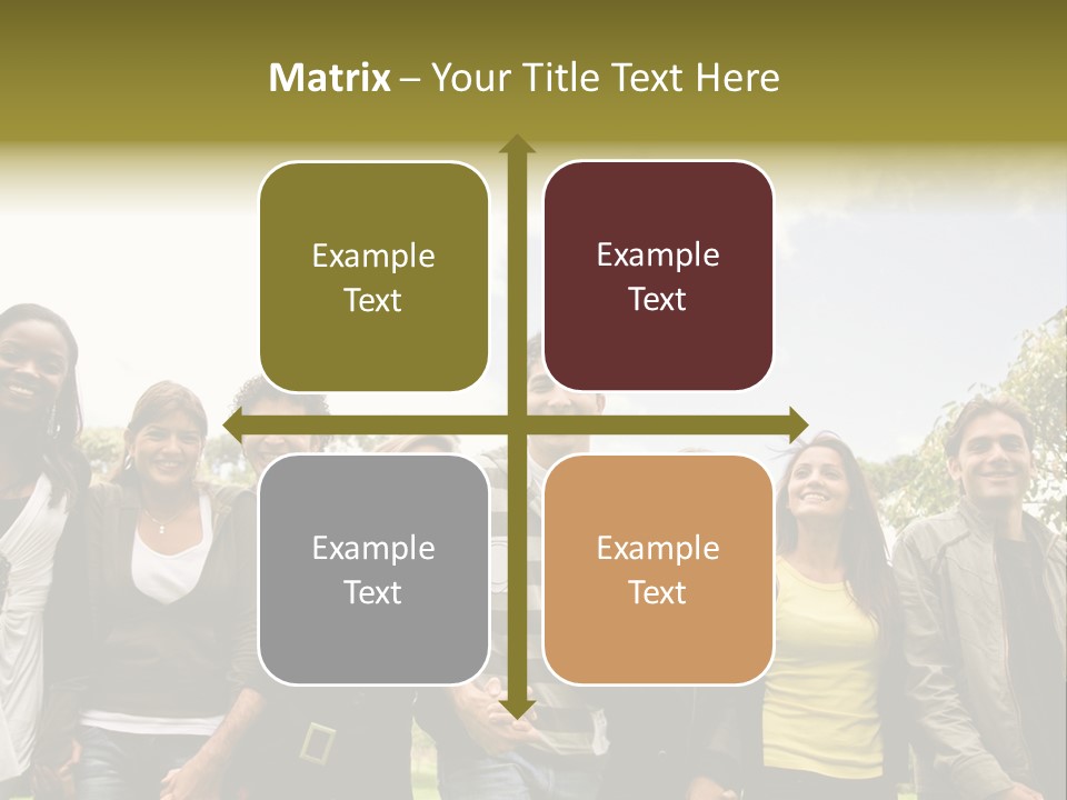 Happy Friends Smiling Outdoors In A Park - Diversity PowerPoint Template