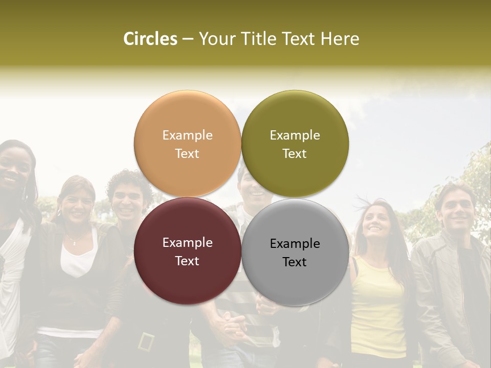 Happy Friends Smiling Outdoors In A Park - Diversity PowerPoint Template