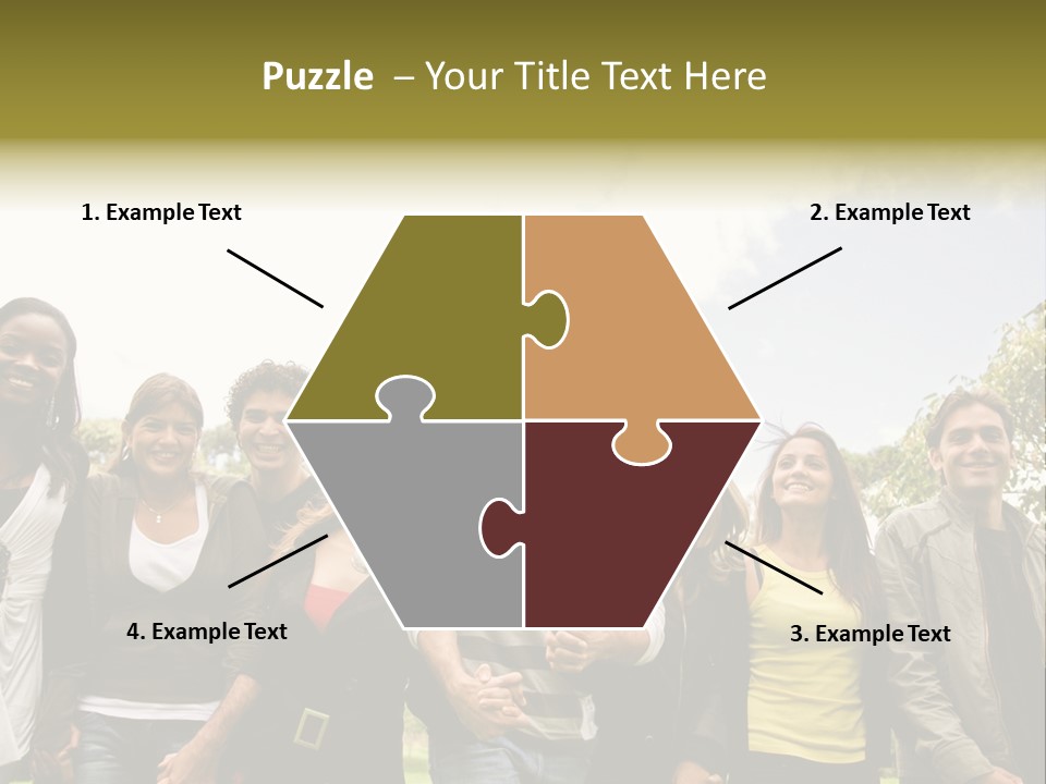 Happy Friends Smiling Outdoors In A Park - Diversity PowerPoint Template