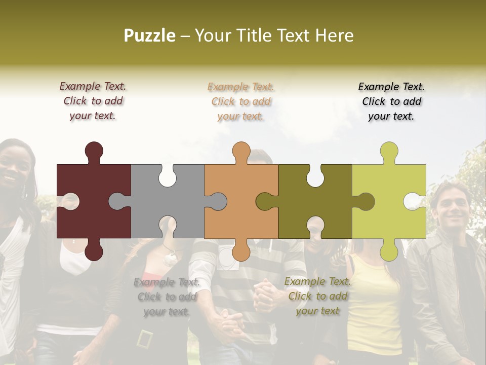 Happy Friends Smiling Outdoors In A Park - Diversity PowerPoint Template