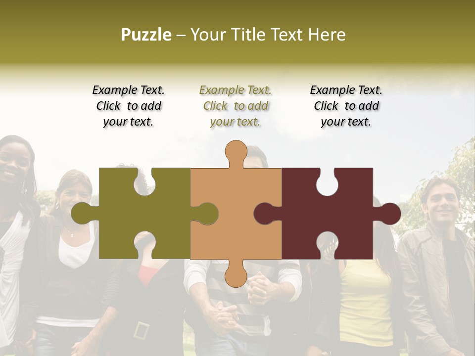 Happy Friends Smiling Outdoors In A Park - Diversity PowerPoint Template