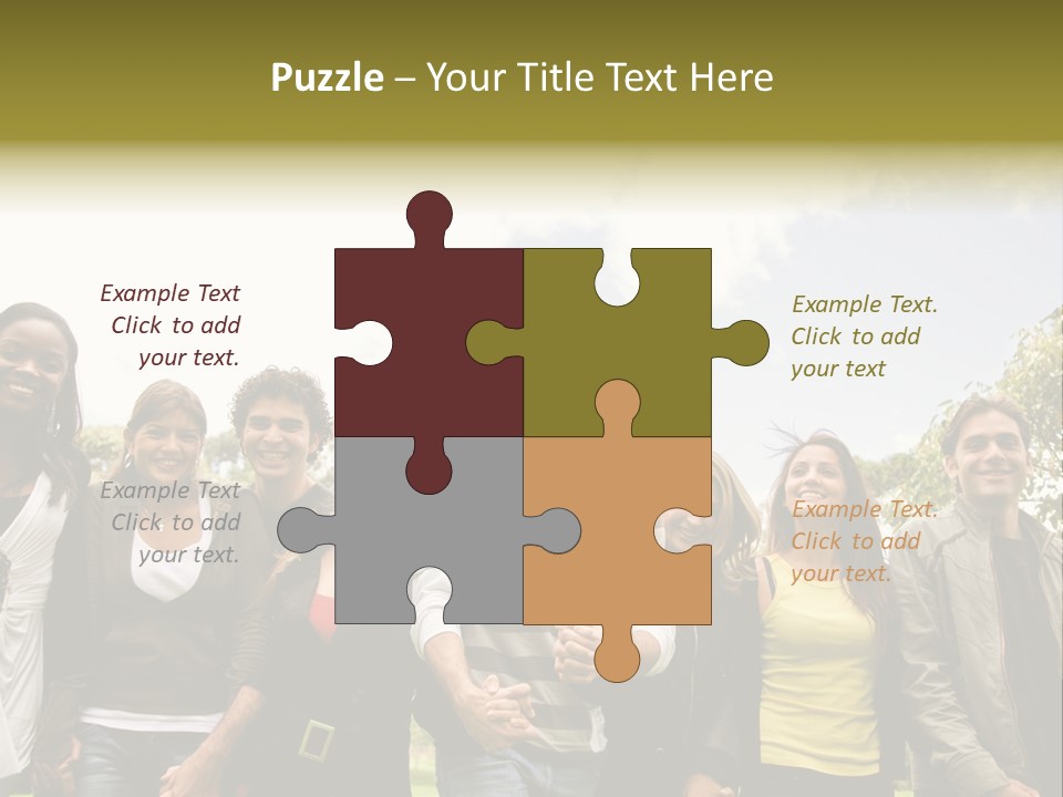 Happy Friends Smiling Outdoors In A Park - Diversity PowerPoint Template