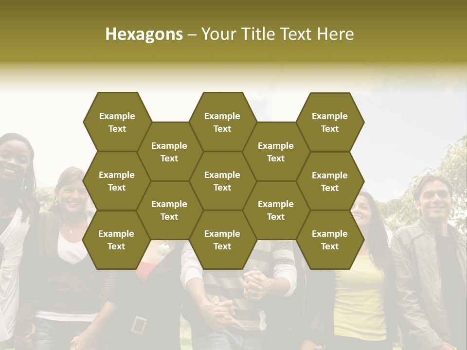 Happy Friends Smiling Outdoors In A Park - Diversity PowerPoint Template