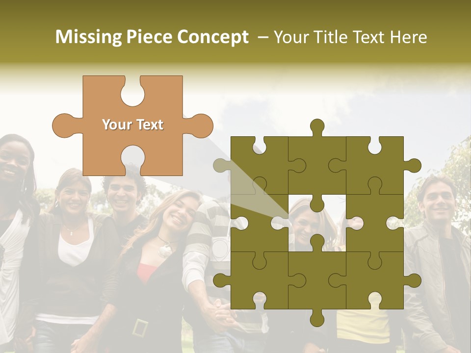 Happy Friends Smiling Outdoors In A Park - Diversity PowerPoint Template