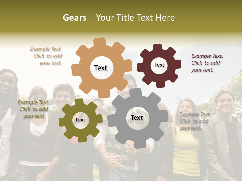 Happy Friends Smiling Outdoors In A Park - Diversity PowerPoint Template