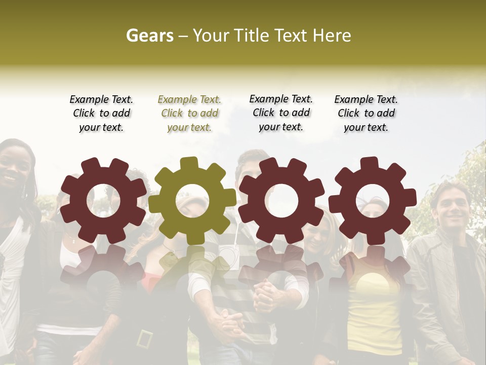 Happy Friends Smiling Outdoors In A Park - Diversity PowerPoint Template