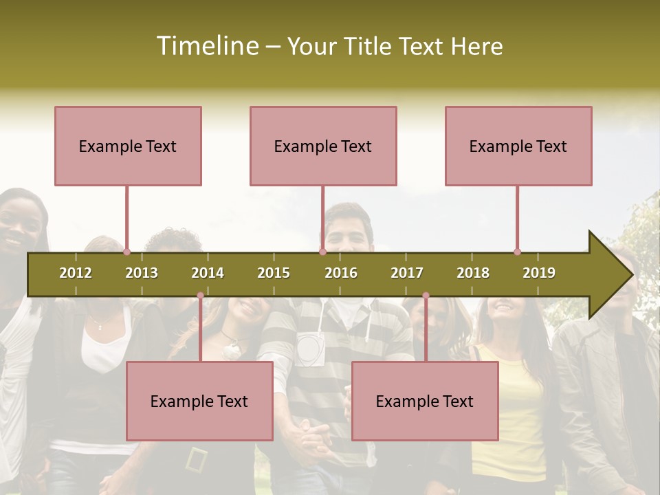 Happy Friends Smiling Outdoors In A Park - Diversity PowerPoint Template