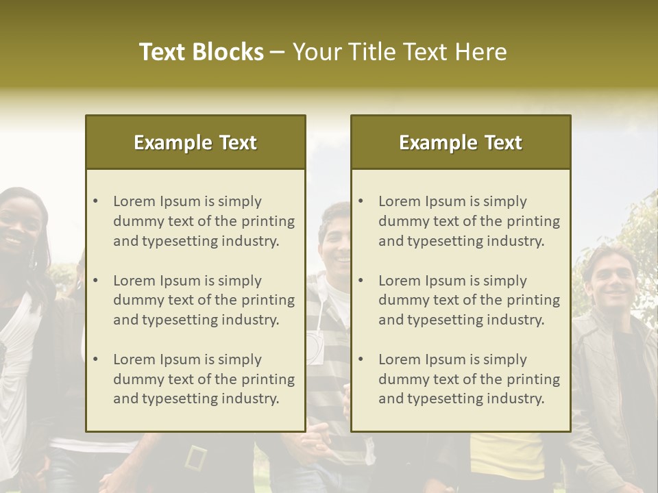 Happy Friends Smiling Outdoors In A Park - Diversity PowerPoint Template