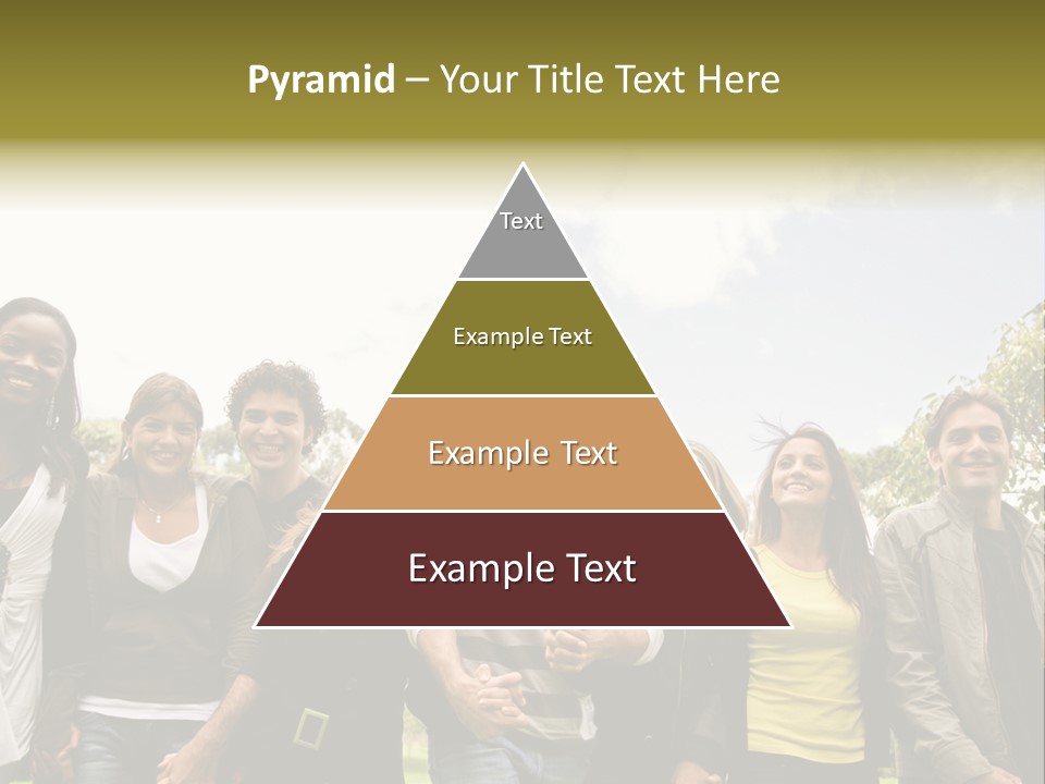 Happy Friends Smiling Outdoors In A Park - Diversity PowerPoint Template