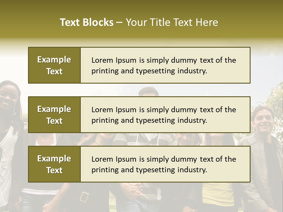 Happy Friends Smiling Outdoors In A Park - Diversity PowerPoint Template