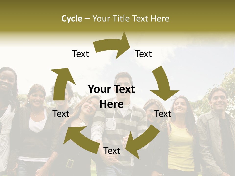 Happy Friends Smiling Outdoors In A Park - Diversity PowerPoint Template