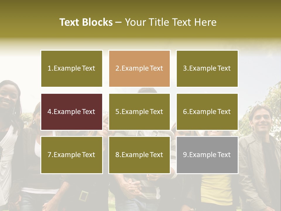 Happy Friends Smiling Outdoors In A Park - Diversity PowerPoint Template