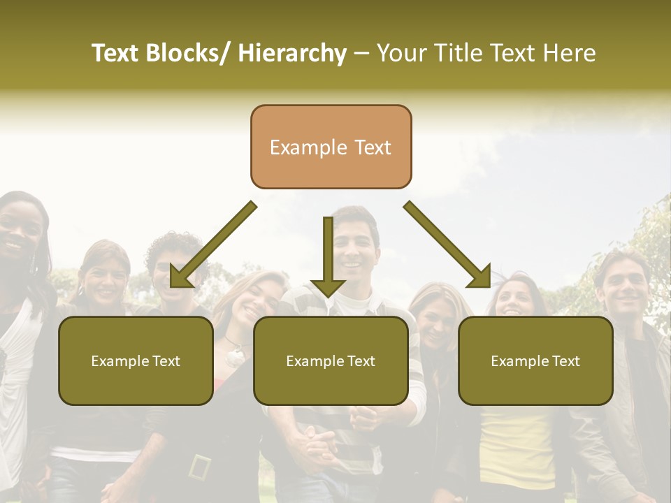 Happy Friends Smiling Outdoors In A Park - Diversity PowerPoint Template