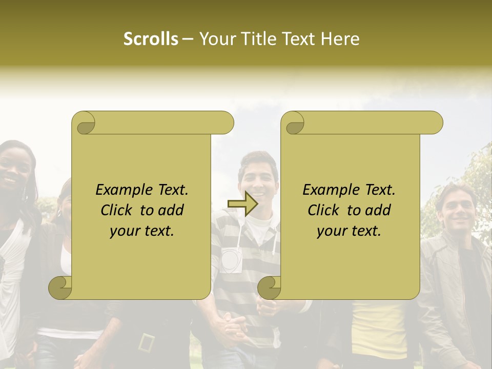 Happy Friends Smiling Outdoors In A Park - Diversity PowerPoint Template