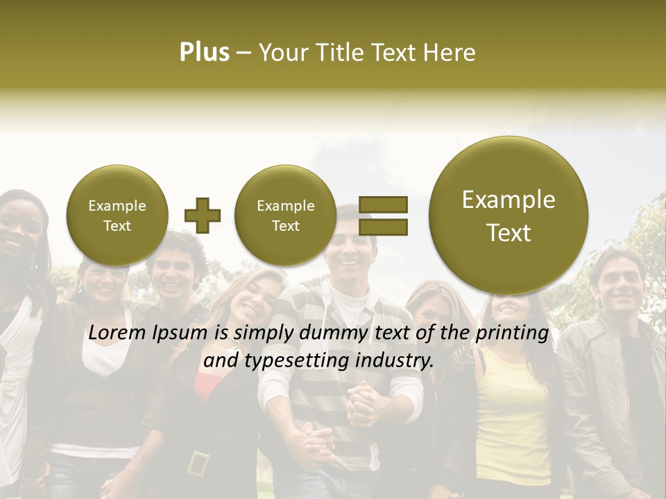 Happy Friends Smiling Outdoors In A Park - Diversity PowerPoint Template