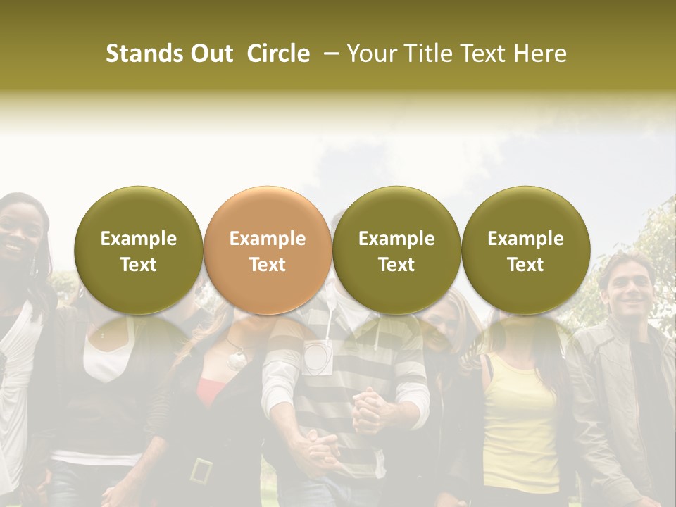 Happy Friends Smiling Outdoors In A Park - Diversity PowerPoint Template