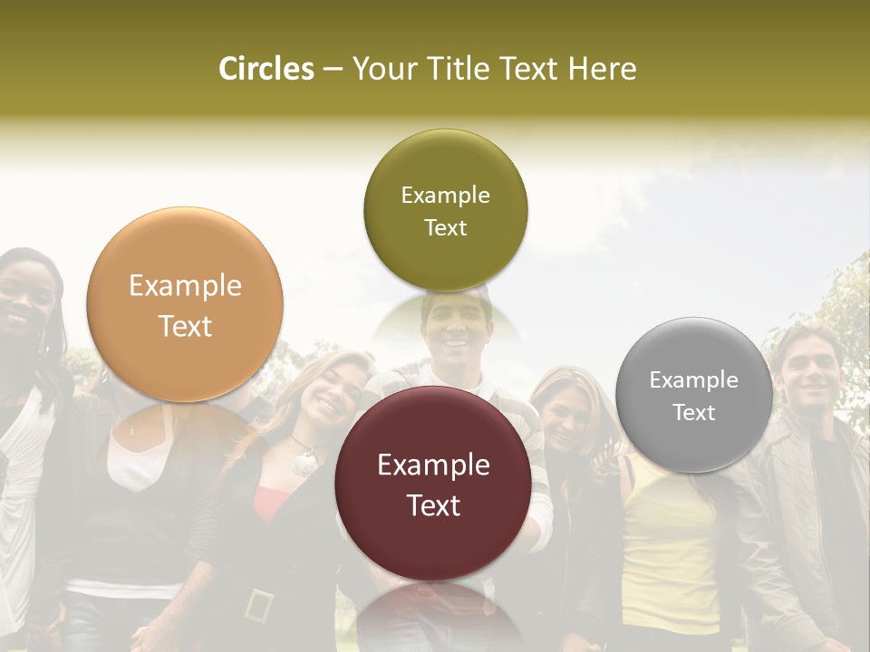 Happy Friends Smiling Outdoors In A Park - Diversity PowerPoint Template