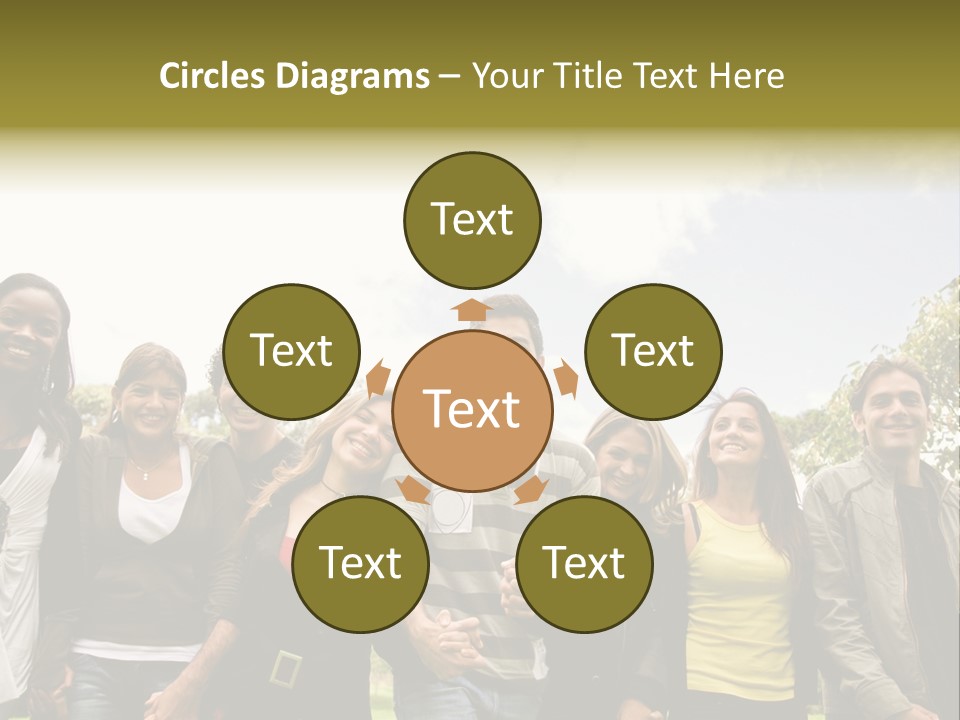 Happy Friends Smiling Outdoors In A Park - Diversity PowerPoint Template