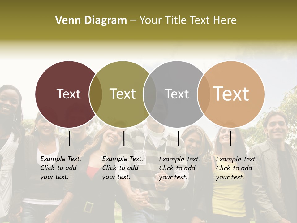 Happy Friends Smiling Outdoors In A Park - Diversity PowerPoint Template