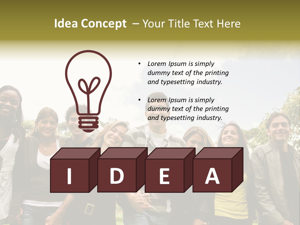 Happy Friends Smiling Outdoors In A Park - Diversity PowerPoint Template