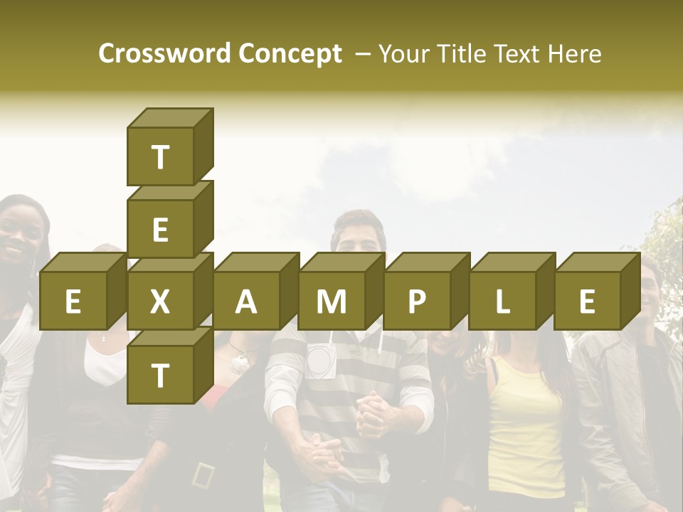 Happy Friends Smiling Outdoors In A Park - Diversity PowerPoint Template