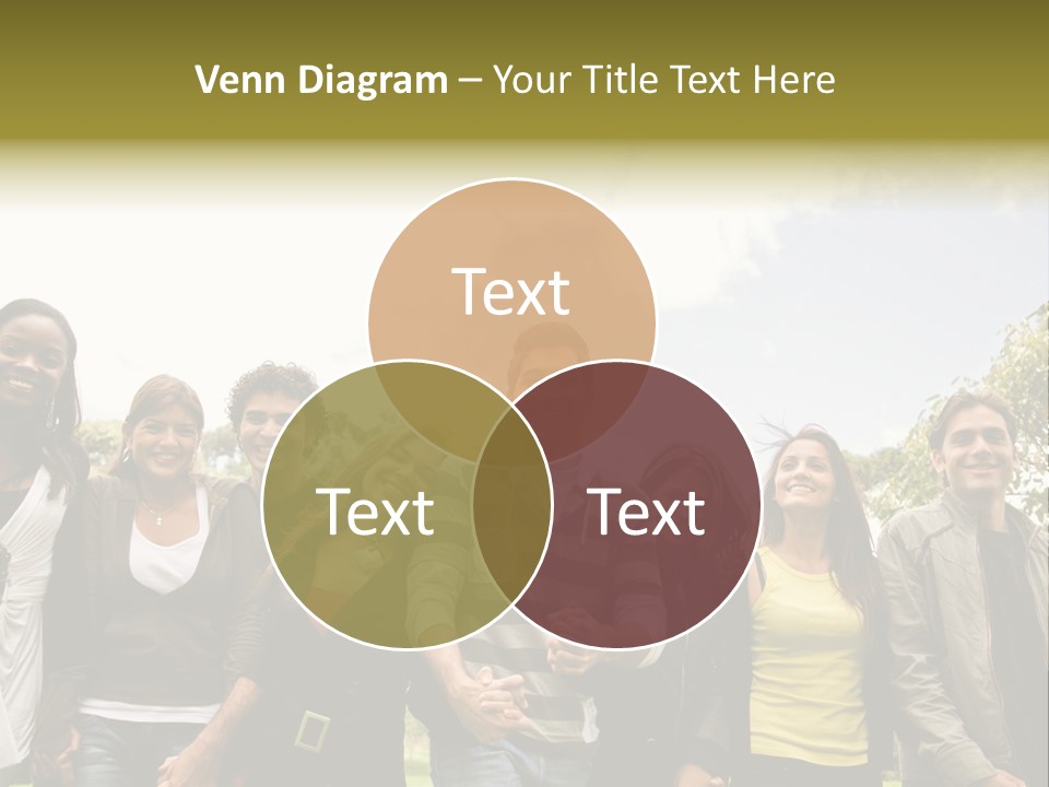 Happy Friends Smiling Outdoors In A Park - Diversity PowerPoint Template