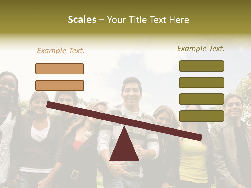 Happy Friends Smiling Outdoors In A Park - Diversity PowerPoint Template