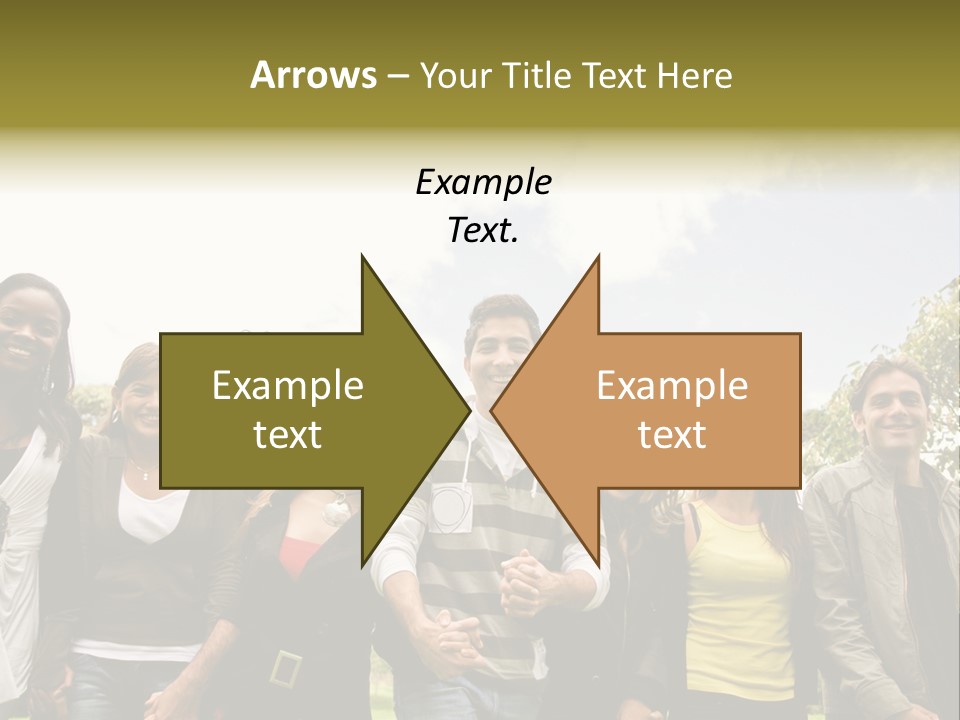 Happy Friends Smiling Outdoors In A Park - Diversity PowerPoint Template