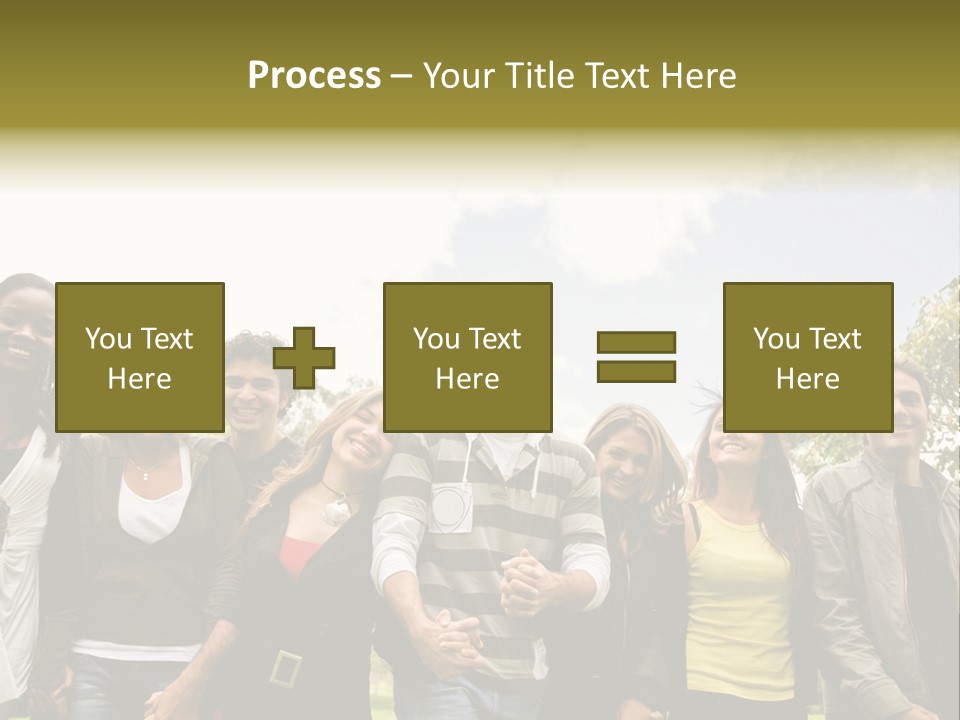 Happy Friends Smiling Outdoors In A Park - Diversity PowerPoint Template