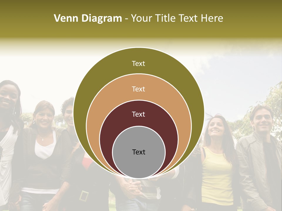 Happy Friends Smiling Outdoors In A Park - Diversity PowerPoint Template