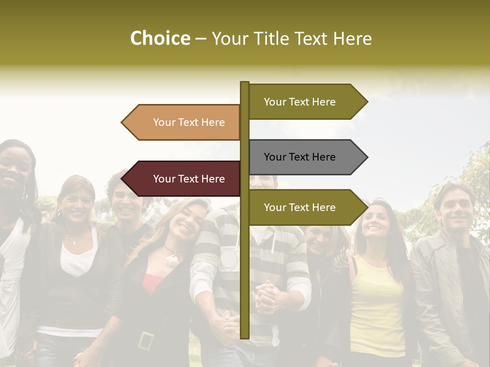 Happy Friends Smiling Outdoors In A Park - Diversity PowerPoint Template