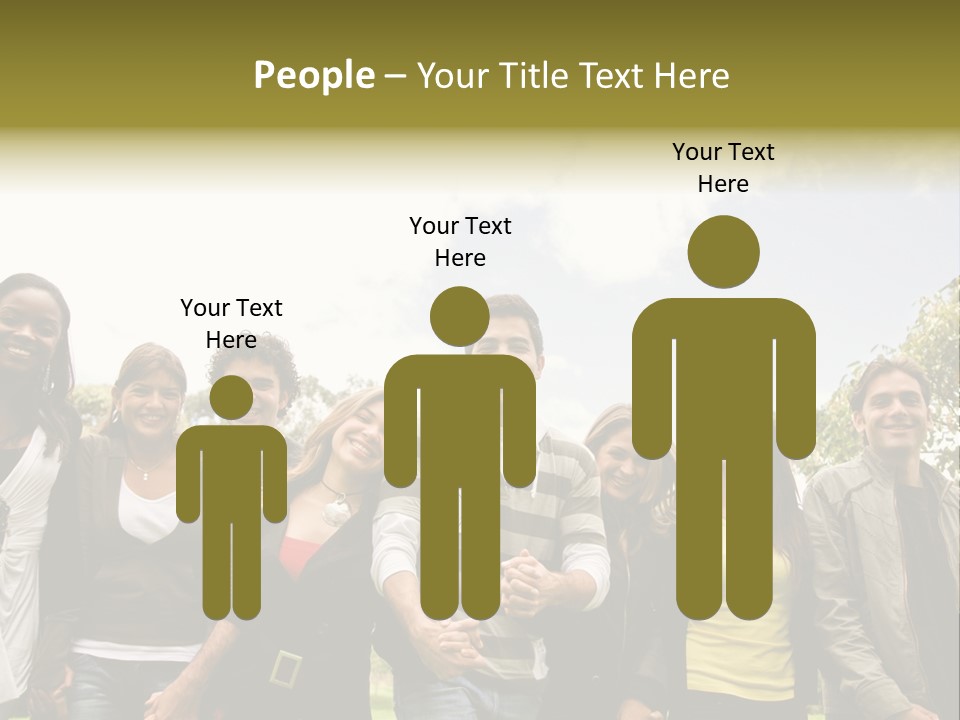 Happy Friends Smiling Outdoors In A Park - Diversity PowerPoint Template