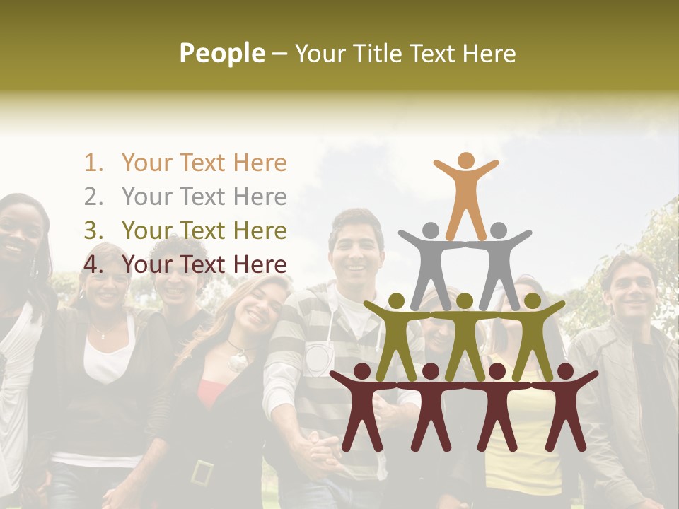 Happy Friends Smiling Outdoors In A Park - Diversity PowerPoint Template