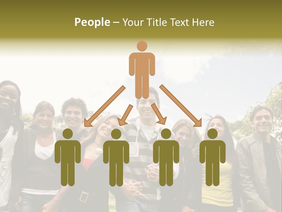 Happy Friends Smiling Outdoors In A Park - Diversity PowerPoint Template