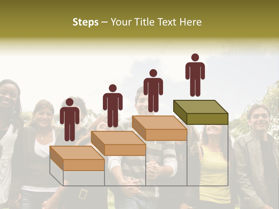 Happy Friends Smiling Outdoors In A Park - Diversity PowerPoint Template