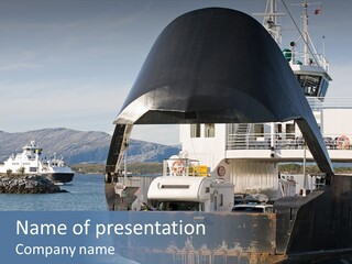 Two Ferry Boats In The Norwegian Fjord PowerPoint Template