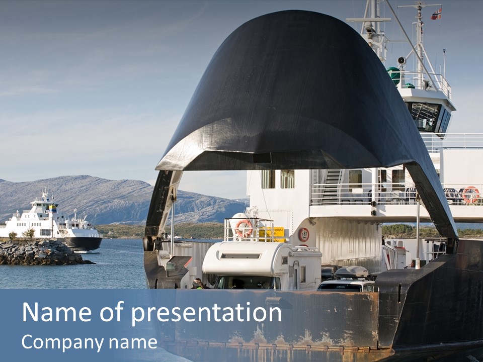 Two Ferry Boats In The Norwegian Fjord PowerPoint Template