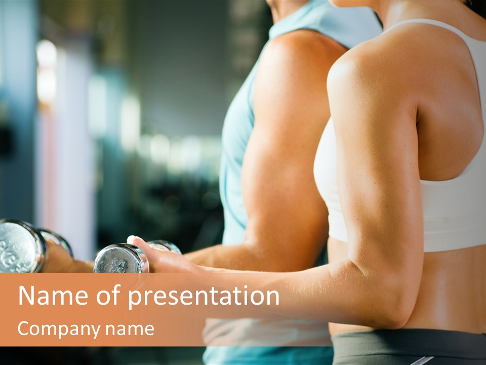 A Man And A Woman Holding Dumbs In A Gym PowerPoint Template