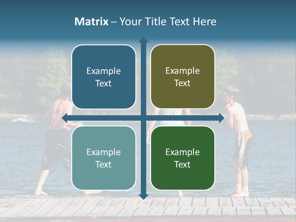 Candid Portrait Of Group Of Children At Lakeside PowerPoint Template