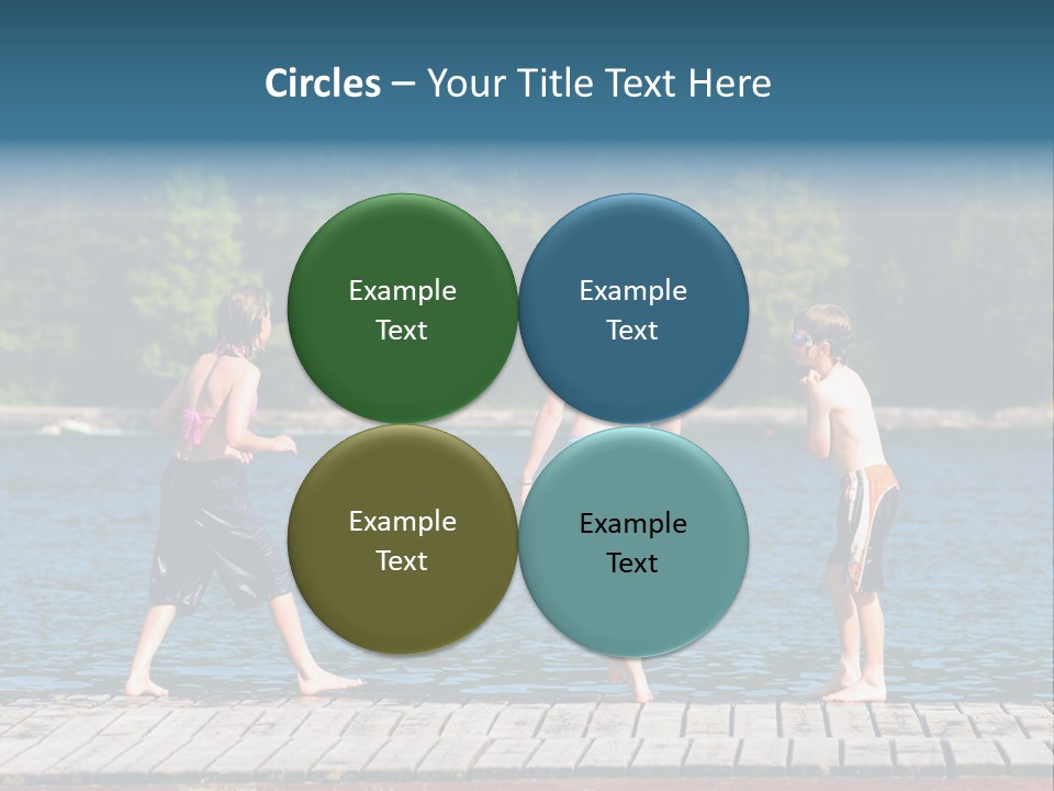 Candid Portrait Of Group Of Children At Lakeside PowerPoint Template