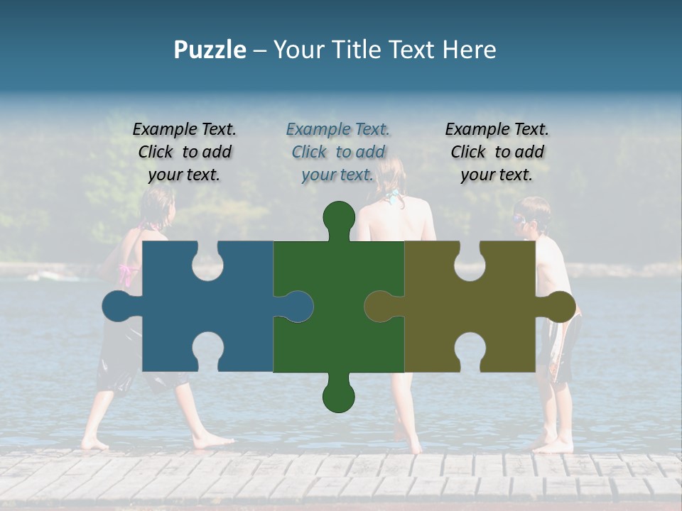 Candid Portrait Of Group Of Children At Lakeside PowerPoint Template