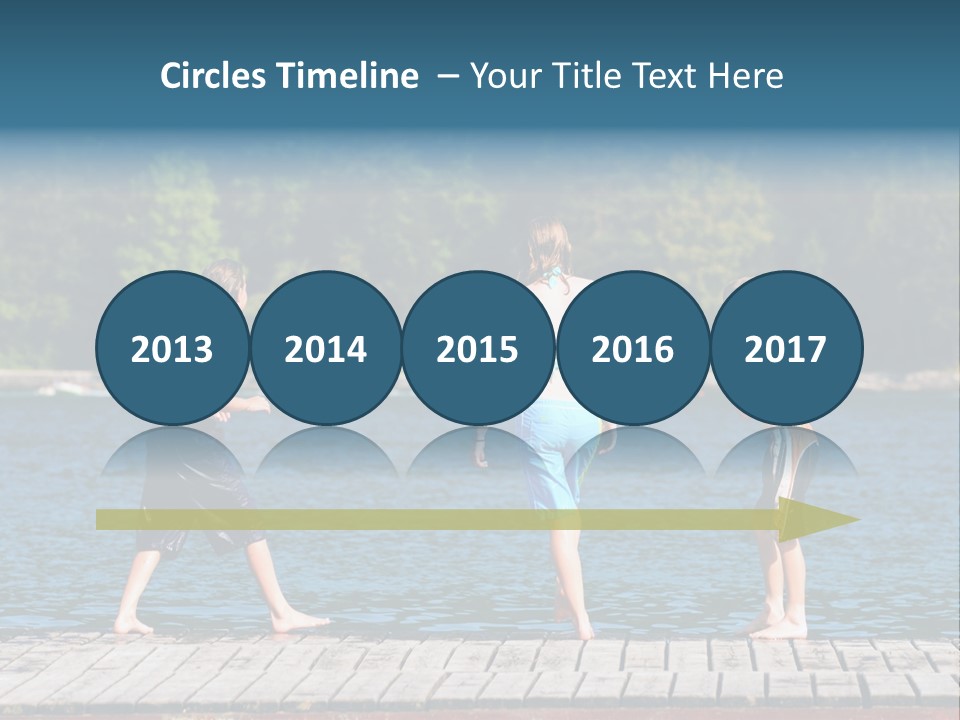 Candid Portrait Of Group Of Children At Lakeside PowerPoint Template