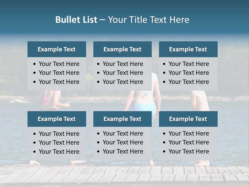 Candid Portrait Of Group Of Children At Lakeside PowerPoint Template