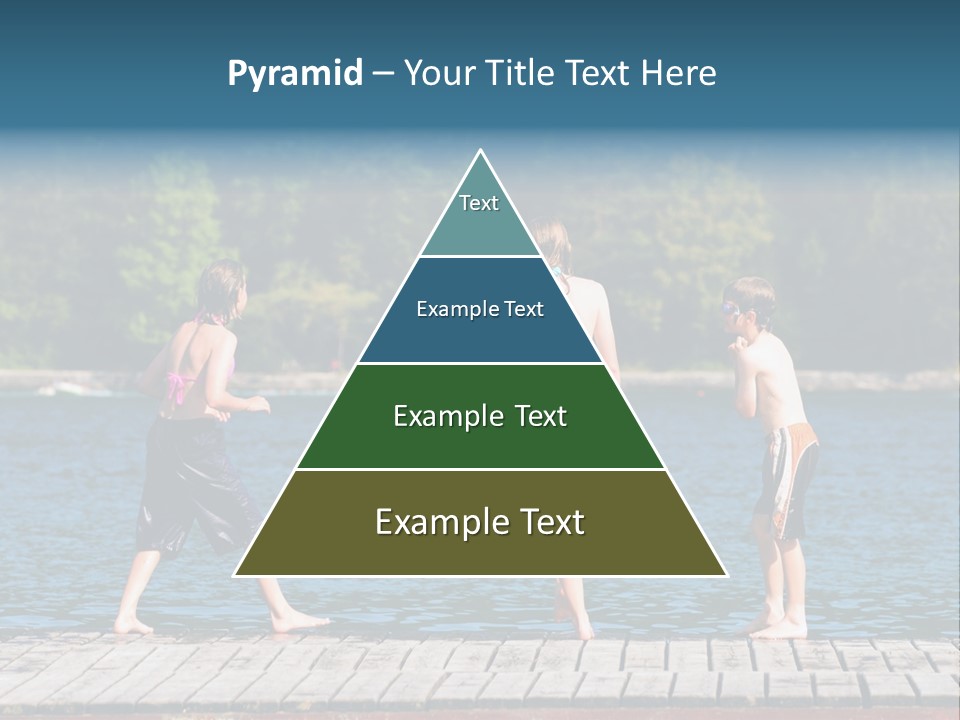Candid Portrait Of Group Of Children At Lakeside PowerPoint Template